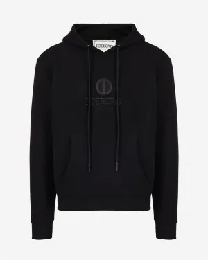 Embroidered Round Logo Sweat Hoodie (Black) - I23E02363209000