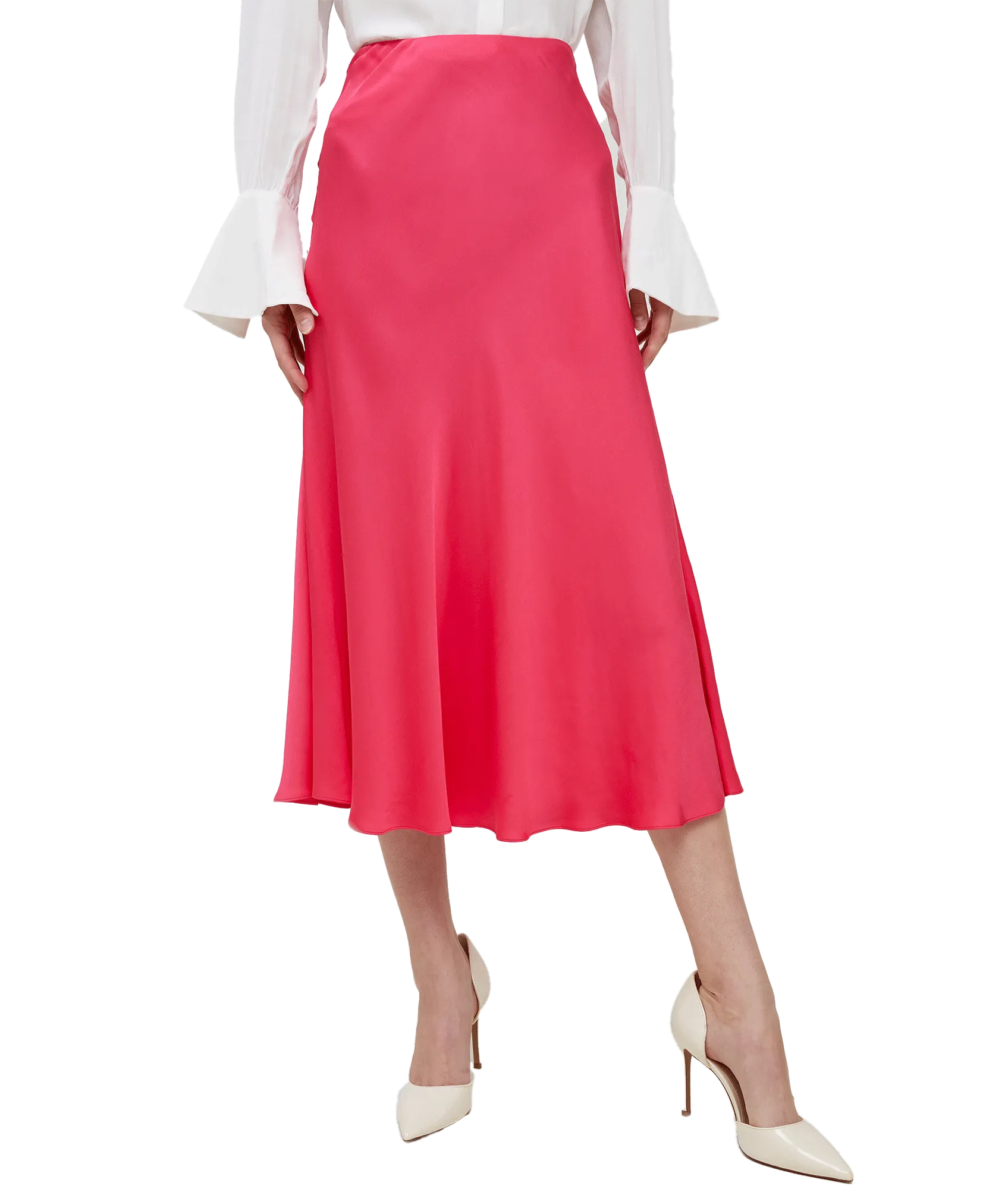 Ennis Eco Satin Midaxi Slip Skirt - Pink