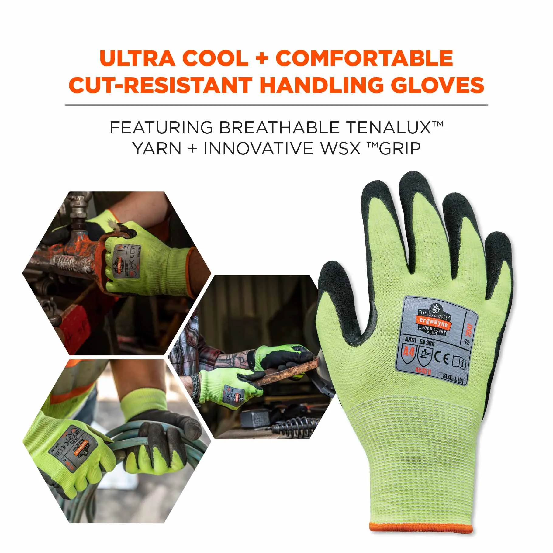 Ergodyne 17815 7041 XL Lime ANSI A4 Nitrile-Coated CR Gloves