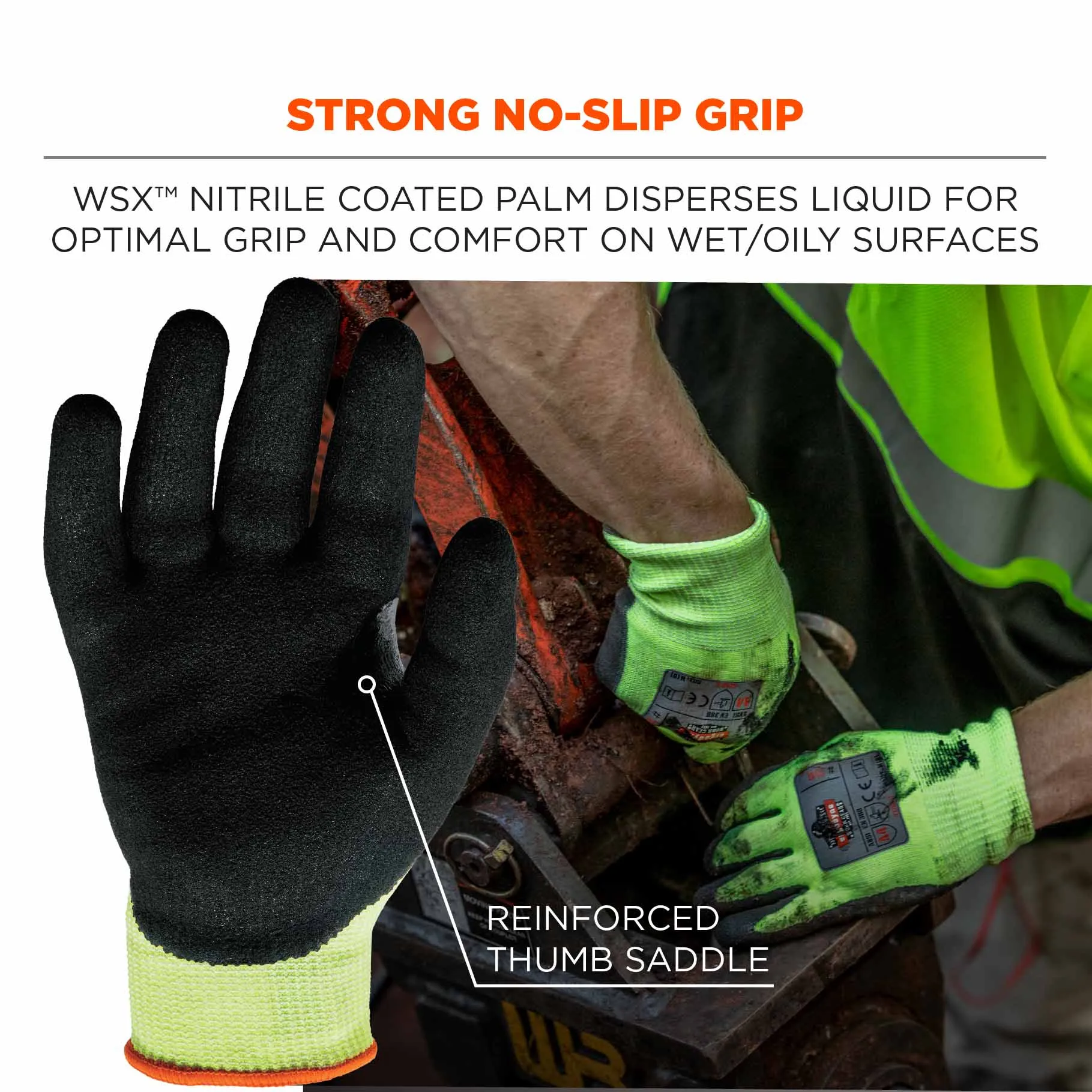 Ergodyne 17815 7041 XL Lime ANSI A4 Nitrile-Coated CR Gloves