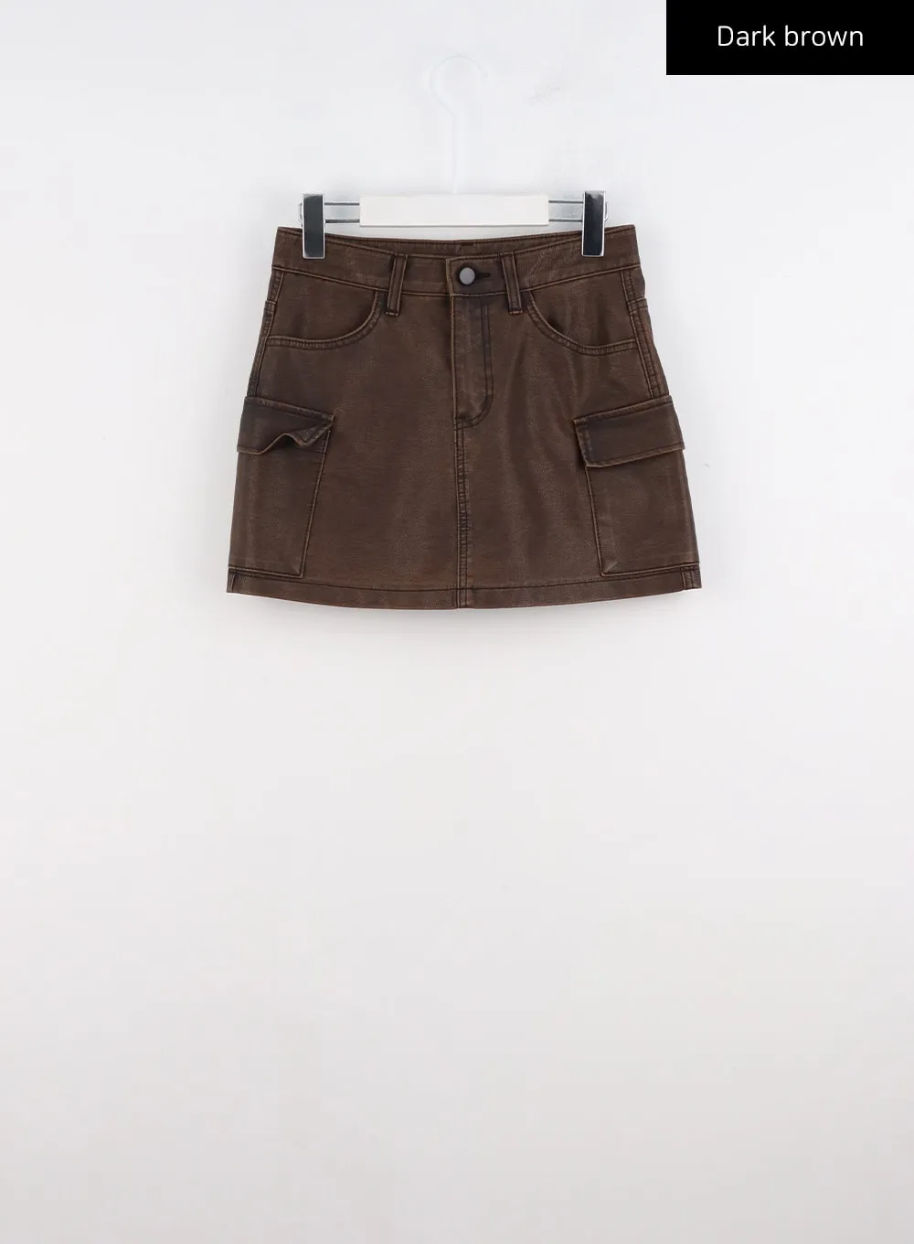 Faux Leather Cargo Mini Skirt CO310