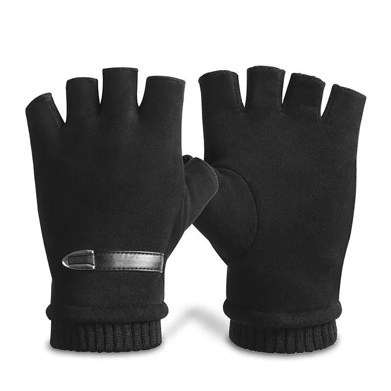 Fingerless Aviator Gloves - Black