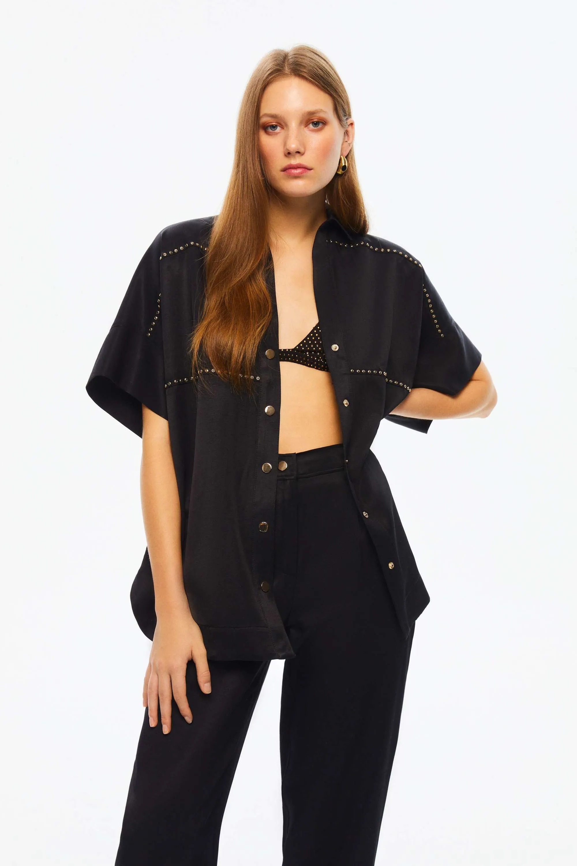 Flat Studded Oversized Shirt