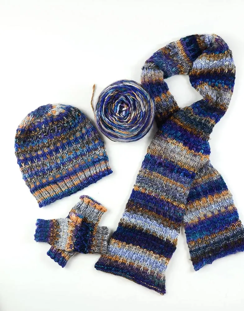 Free Slip Stitch Hat, Scarf and Mitts Pattern