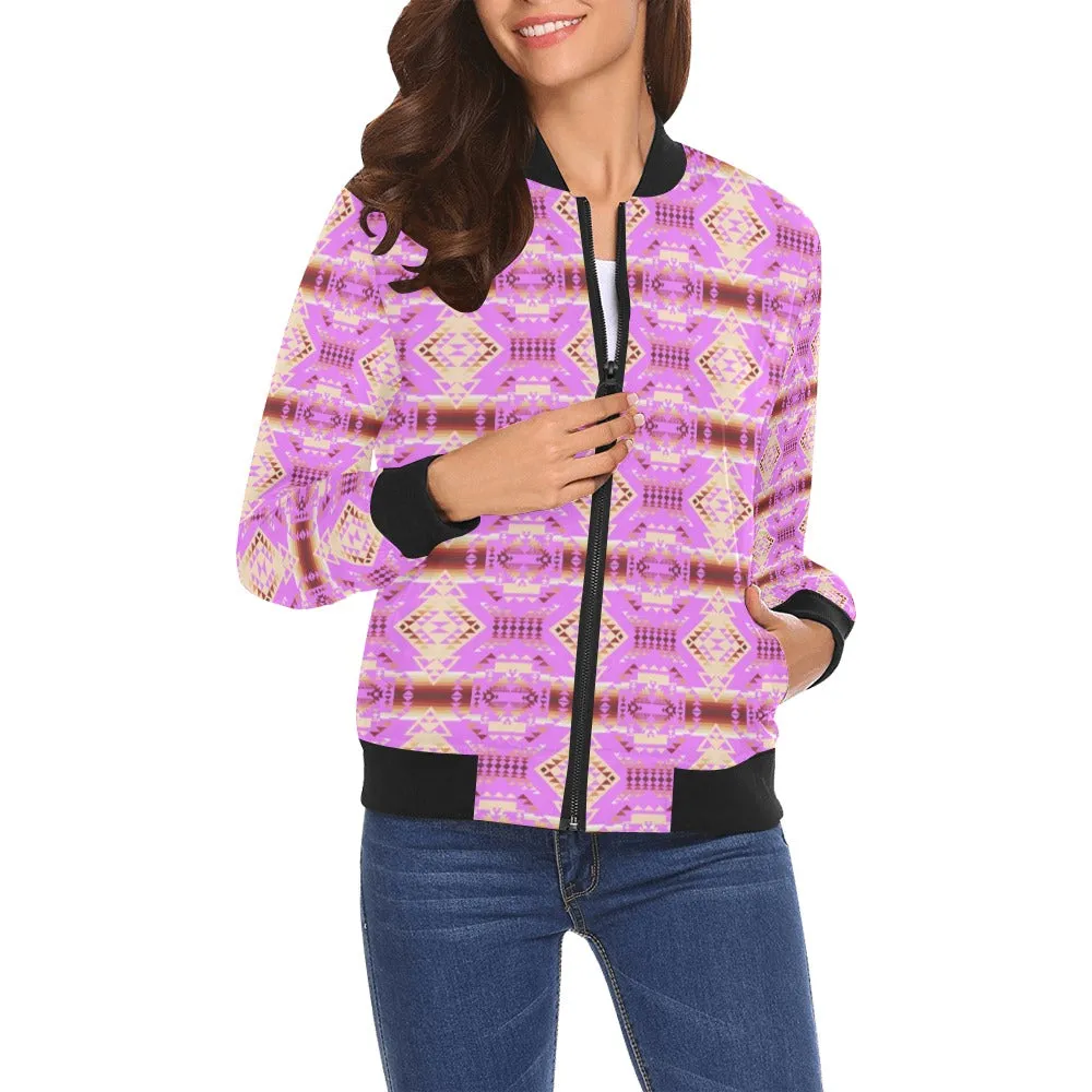 Gathering Earth Lilac All Over Print Bomber Jacket for Women