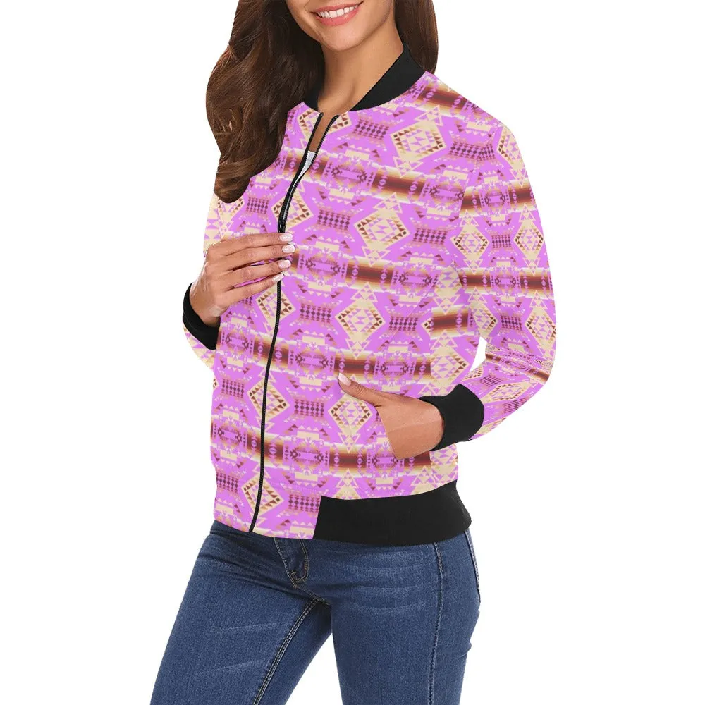 Gathering Earth Lilac All Over Print Bomber Jacket for Women