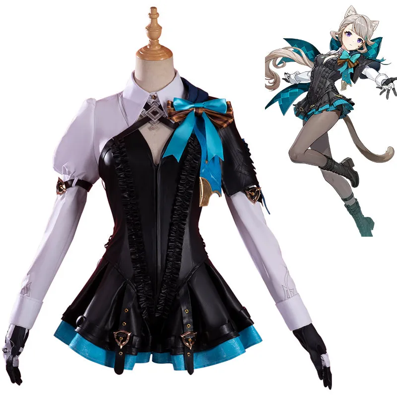 Genshin Impact Lynette Cosplay Costume Magician Assistant Dress Halloween Party Suit