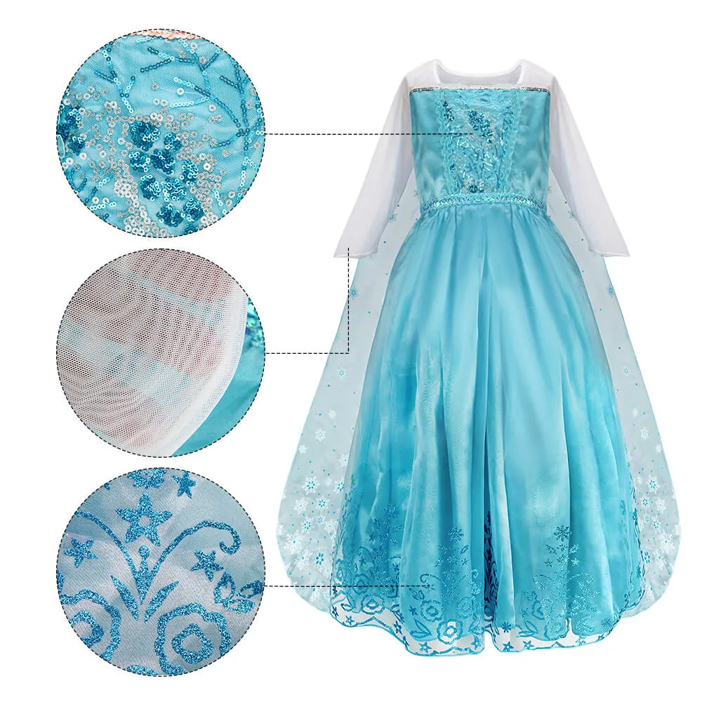 Girls Frozen Elsa Dress Cosplay Costume