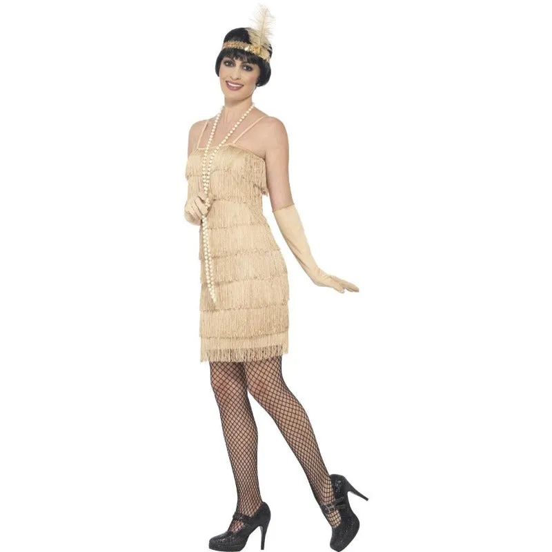 Gold Ladies Flapper Dress