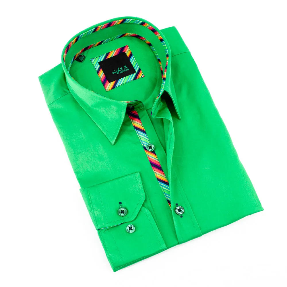 Green Shirt With Colorful Trim