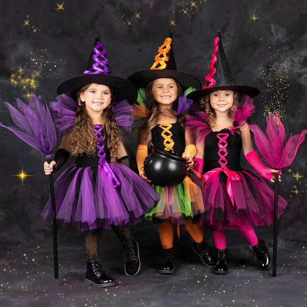 Halloween children's costume magic cosplay movie girl princess dress festival stage performance mesh girl dress 3-piece set