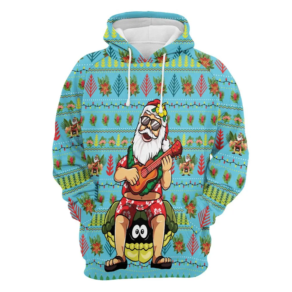 Hawaiian Christmas Santa Claus All Over Print 3D Hoodie For Men And Women, Best Gift For Dog lovers, Best Outfit Christmas