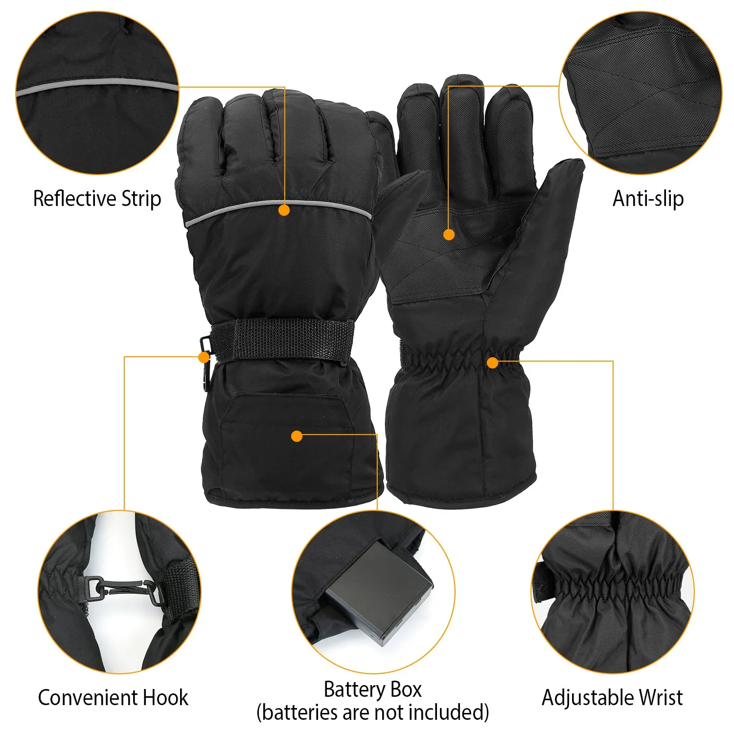 Heating Warm Gloves Battery Powered Heated Waterproof Gloves Unisex Electric Heated Gloves For Outdoor Sports Cycling Riding Skiing Skating Hiking Hunting