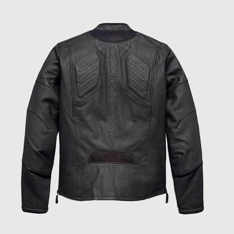 High Quality Harley Davidson Slim Fit Men's Black Biker Motorcycle Genuine Leather Jacket - Black - Leather