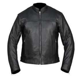 HMM544 High Mileage Men's Black Vented Premium Leather Scooter Jacket