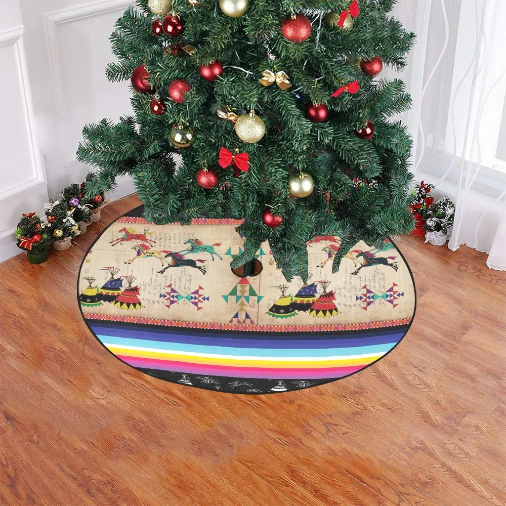 Horses Running Black Sky Christmas Tree Skirt 47" x 47"