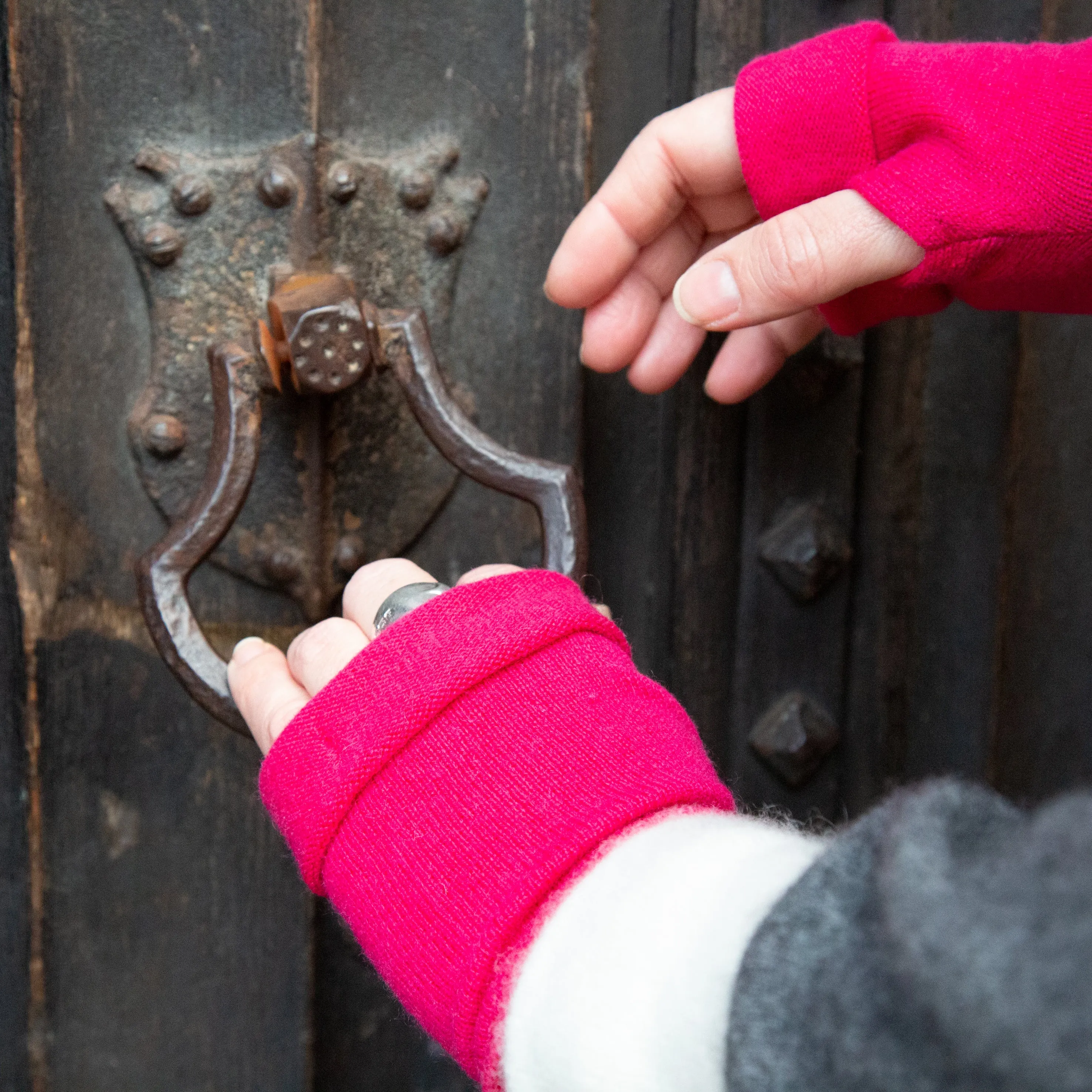 Hot Pink Cashmere Fingerless Gloves