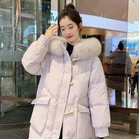 Internet celebrity down jacket women's 90 white duck down medium and long 2023 winter new fashion Korean version niche thickened large fur collar