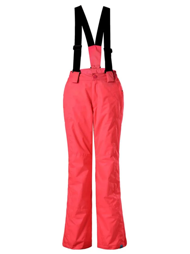 Kids Windproof Rose Pink Ski Hiking Suspender Snowboard Pants