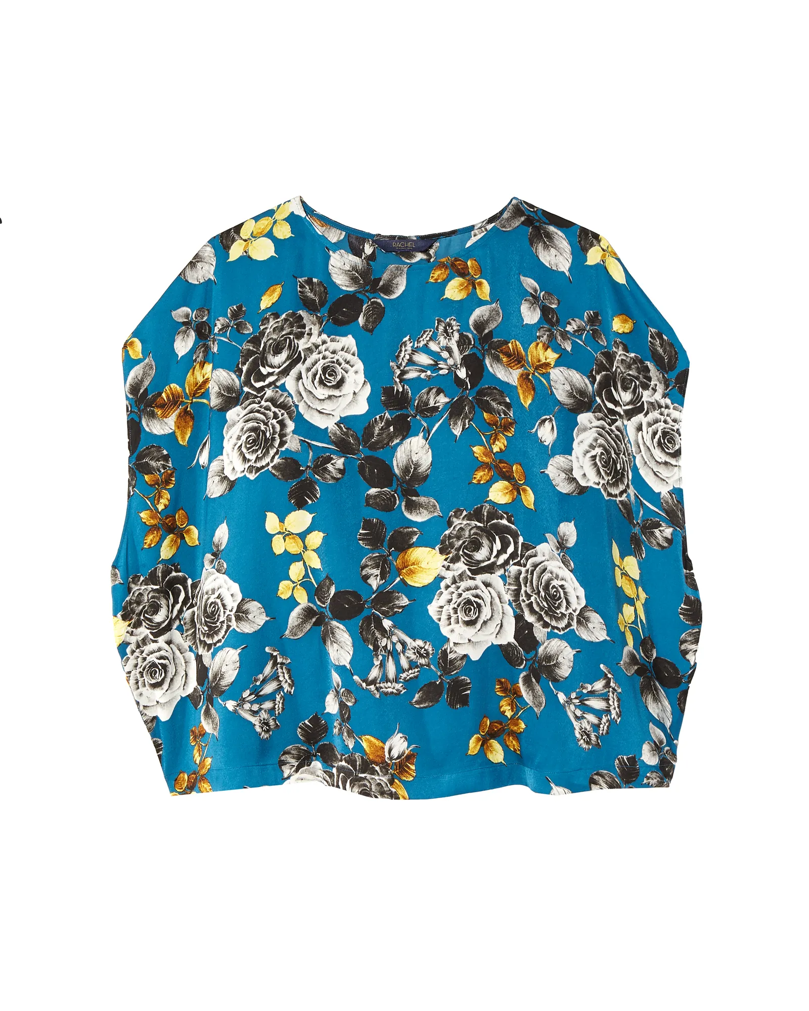 Kinsley Printed Cape Top | Teal / Light Grey