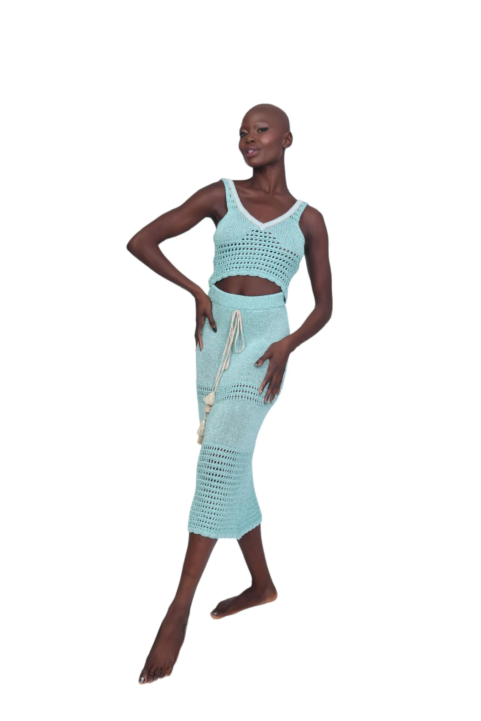 Knit Maxi Skirt - Aqua