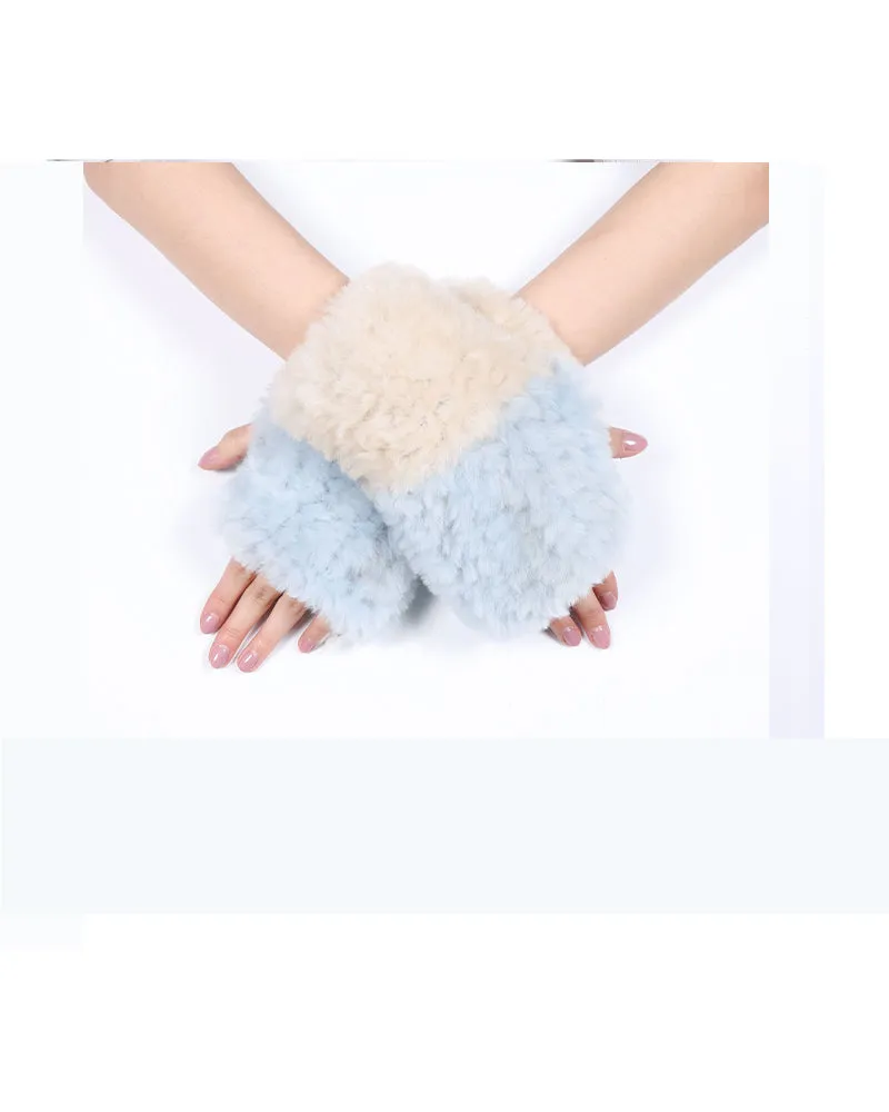 Knitted Shearling Fingerless Gloves