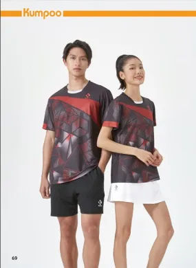 Kumpoo Mens and Ladies Black/Red 3101 3201 Badminton Shirt