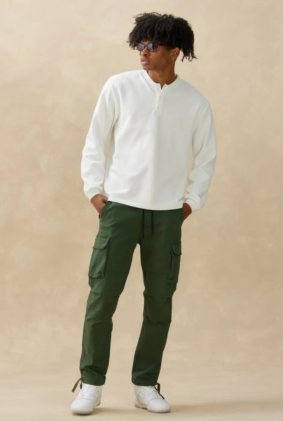 KUWALLA TEE LONG SLEEVE THERMAL HENLEY - WHITE