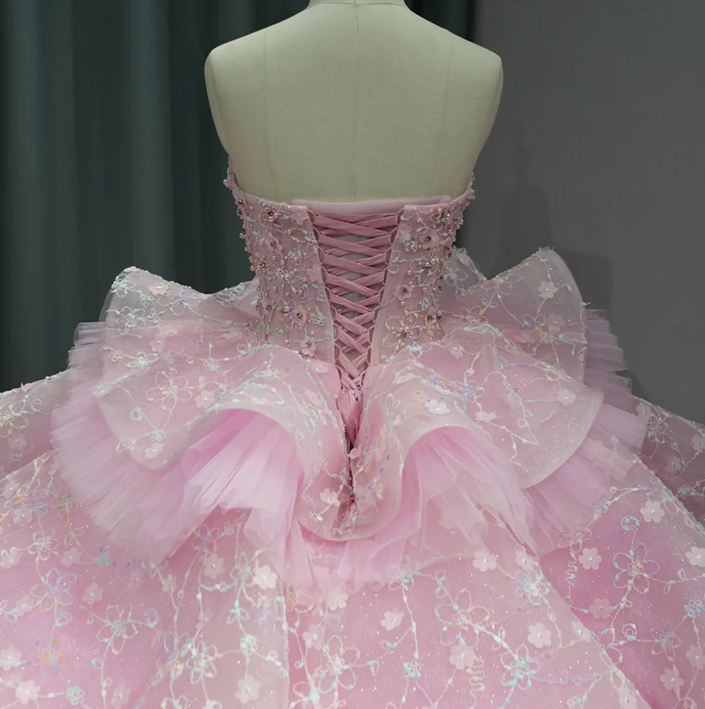 Layered Ruffles Beaded Quinceanera Sweet 16 Ball Gown