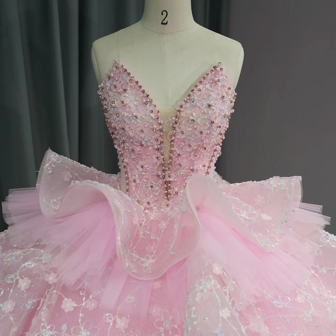 Layered Ruffles Beaded Quinceanera Sweet 16 Ball Gown