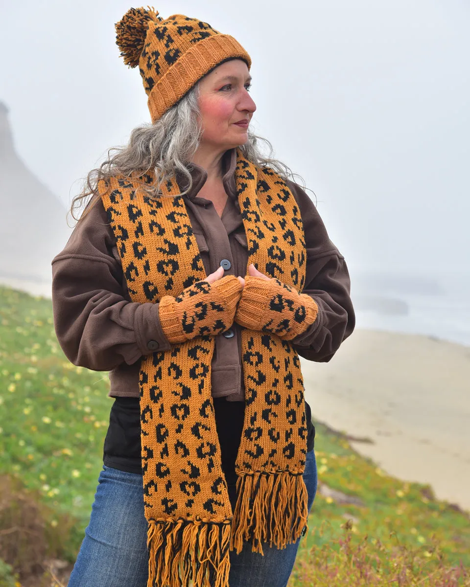 Leopard Beanie with Pom Pom