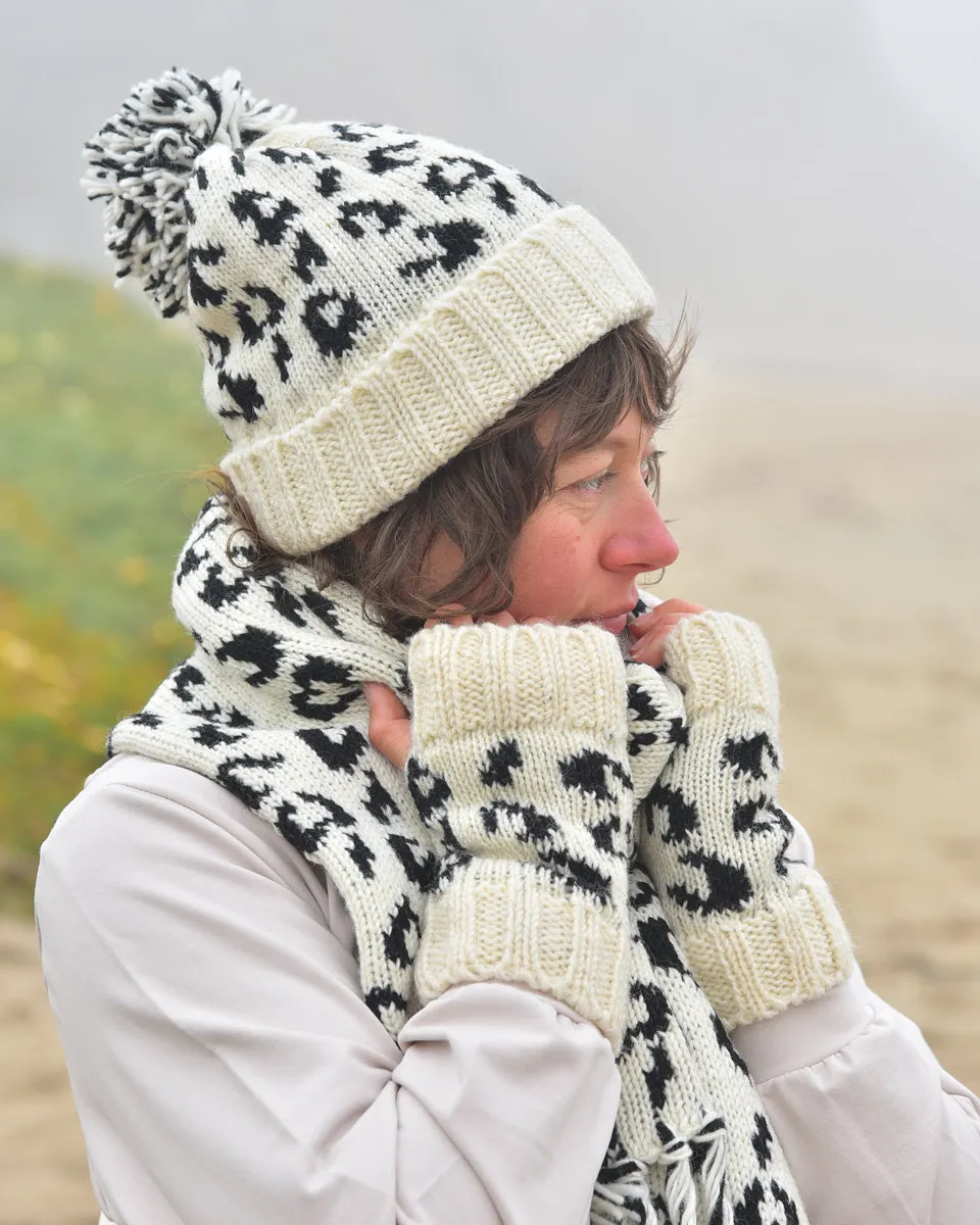 Leopard Beanie with Pom Pom