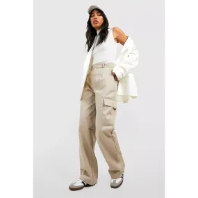 Light Beige High Waisted Cargo Trousers