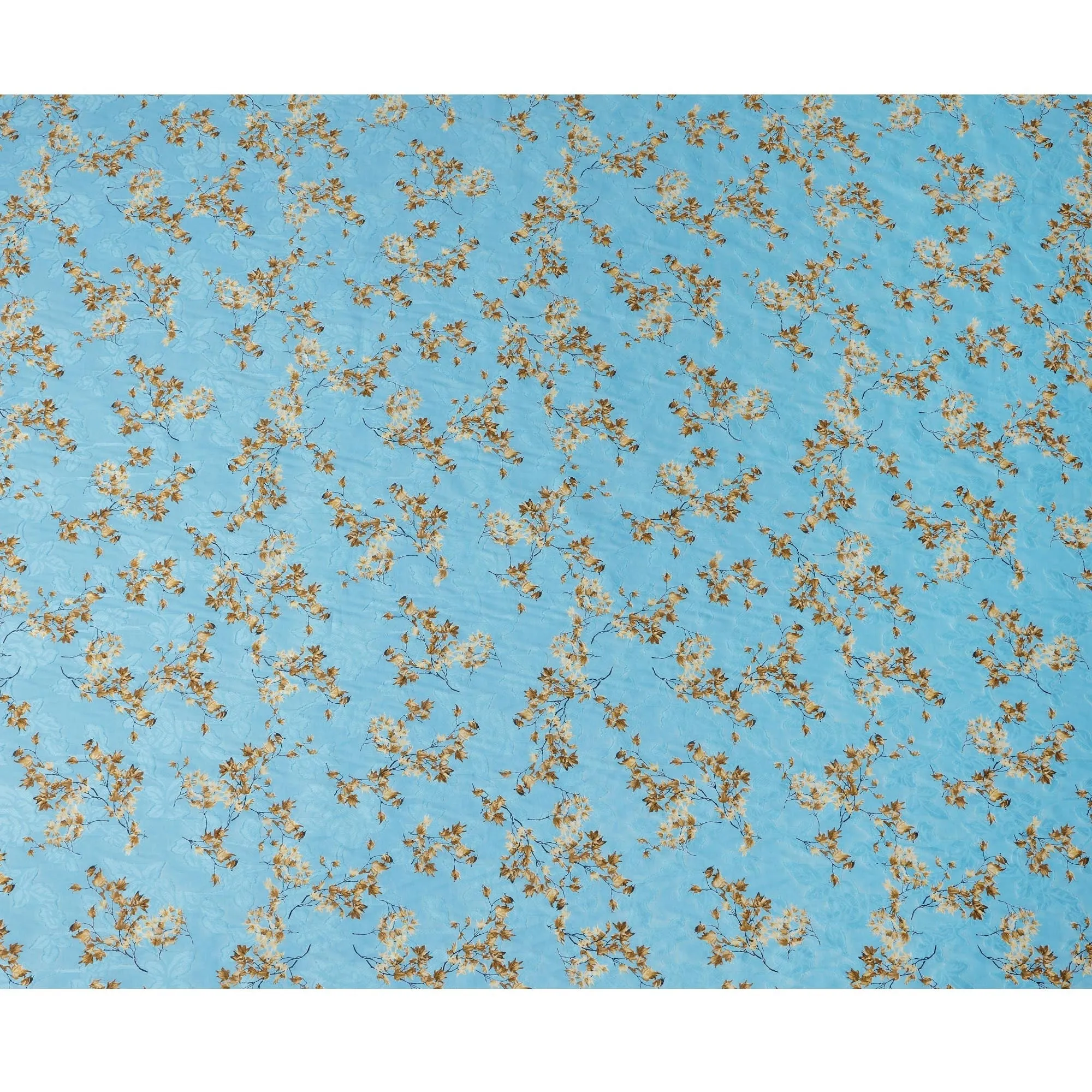 Light Blue Japanese Cotton Voile Fabric, Delicate Brown & Cream Leaf Print, 110 cm Width-D20913