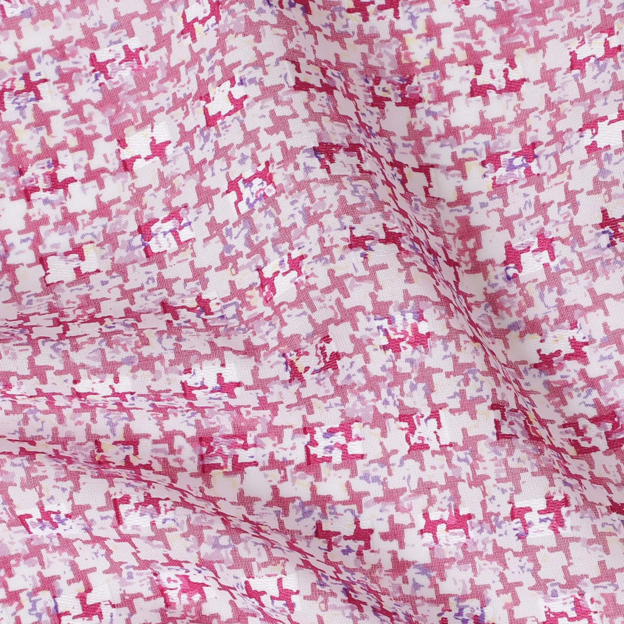 Light pink uragiri cotton voile fabric with same tone clip cord having hot pink and purple print in clip cord deisgn-D17030