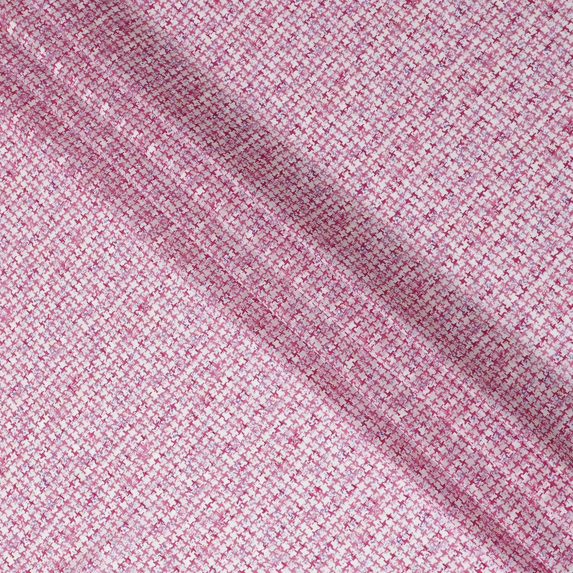 Light pink uragiri cotton voile fabric with same tone clip cord having hot pink and purple print in clip cord deisgn-D17030