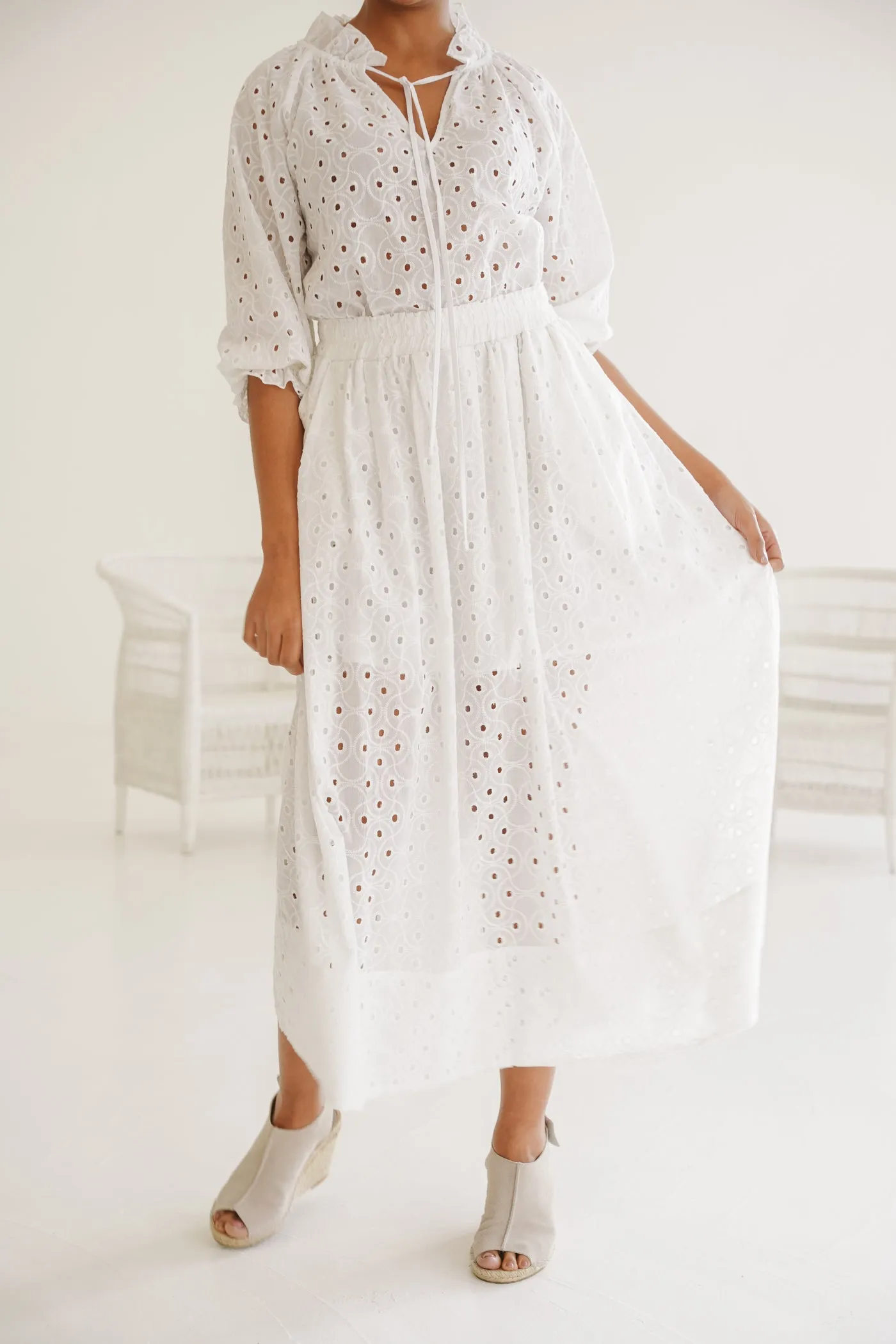 Lily Cotton Anglaise Maxi Skirt