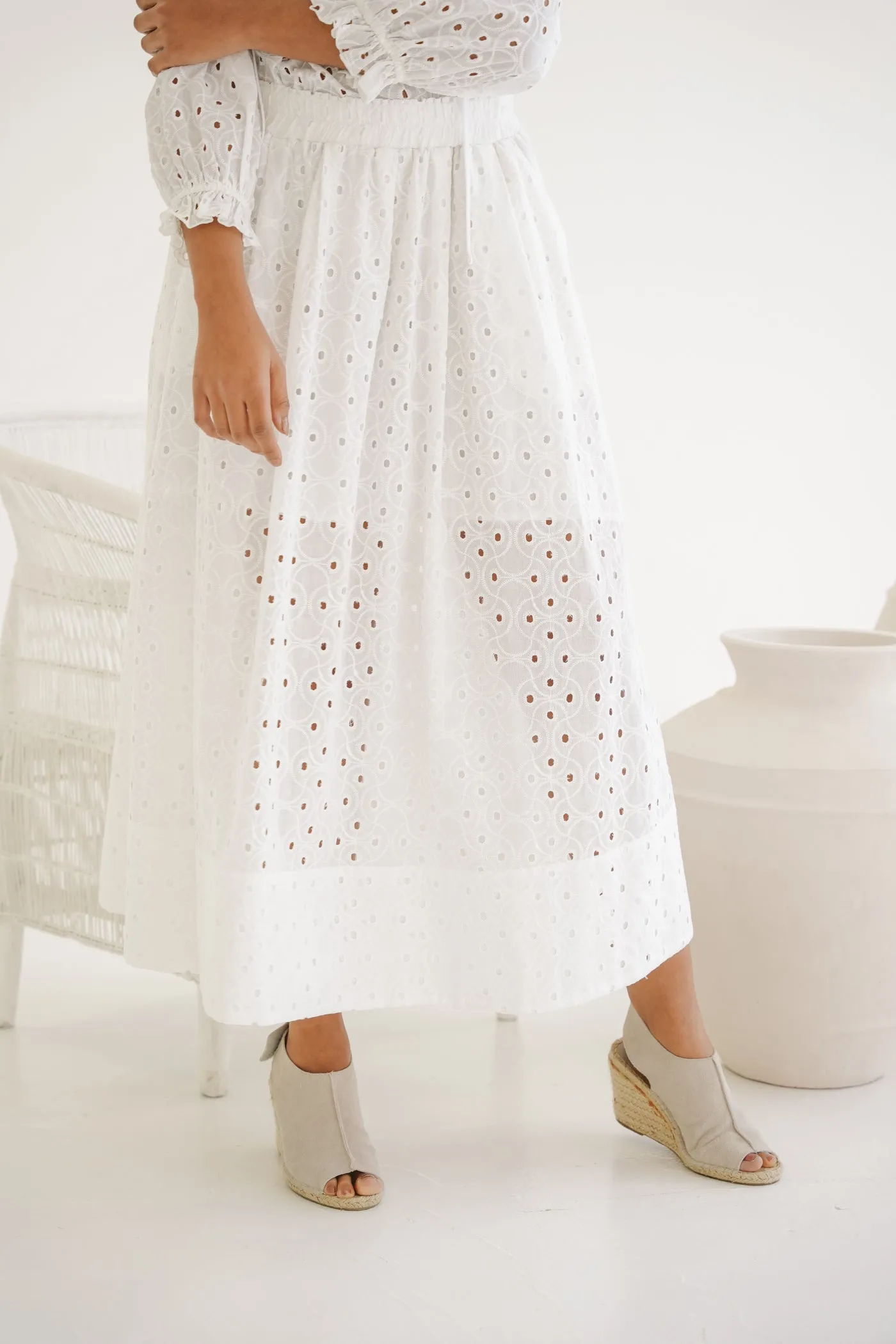 Lily Cotton Anglaise Maxi Skirt