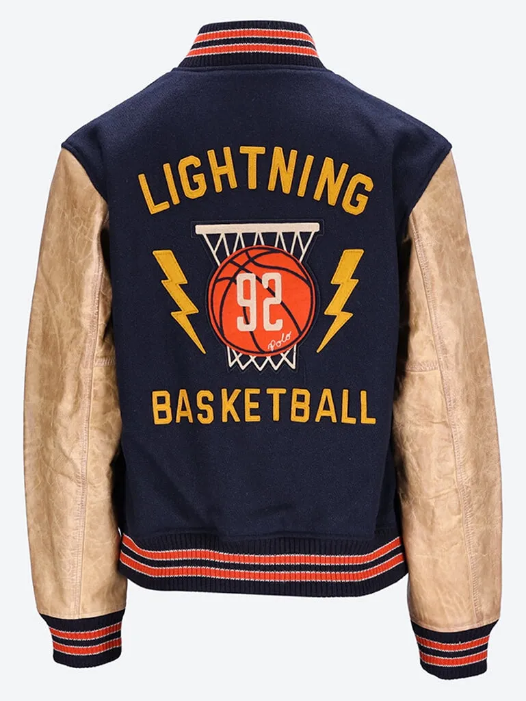 Lined varsity bomber jacket