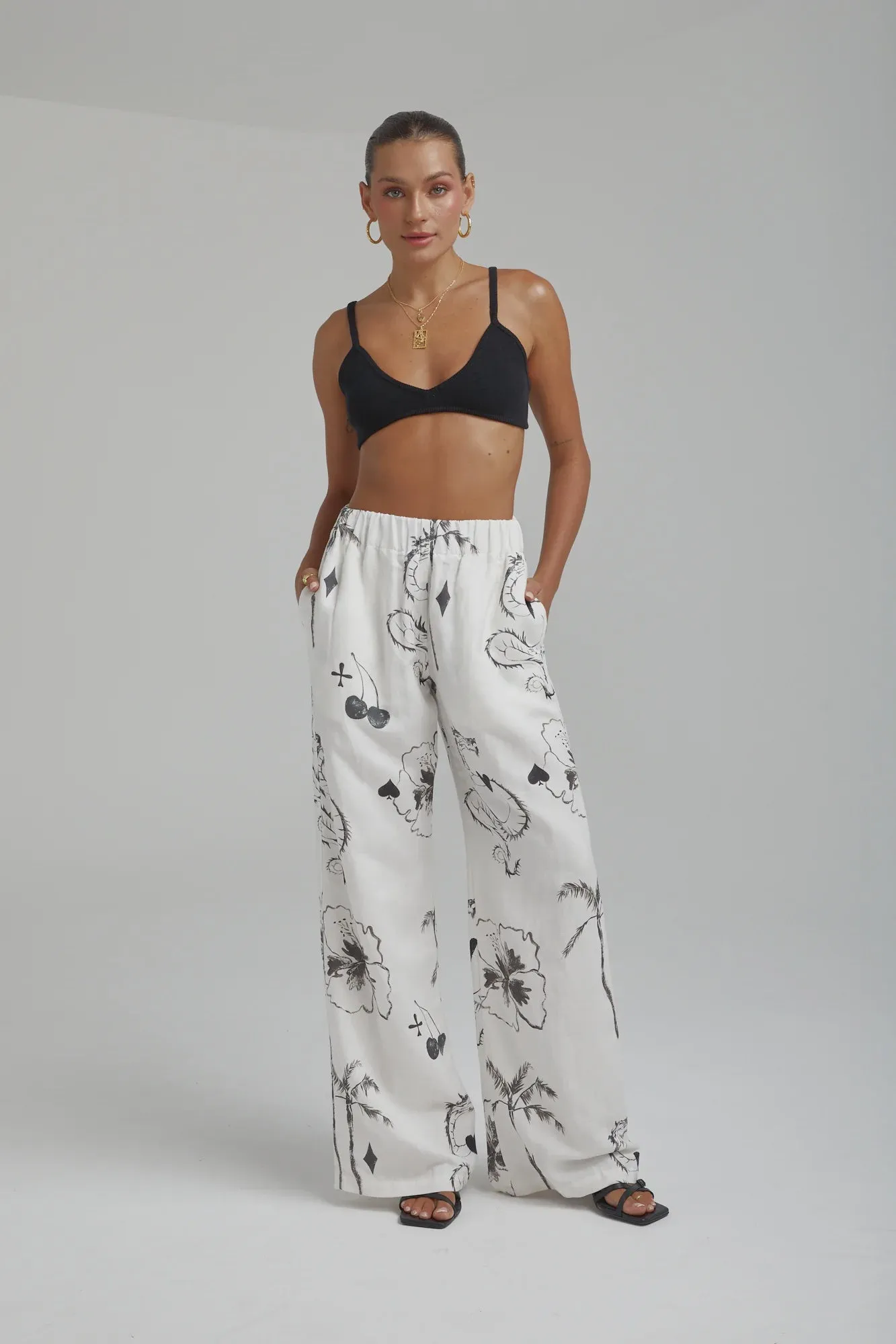 Linen Pants - Black Dragon of Hearts