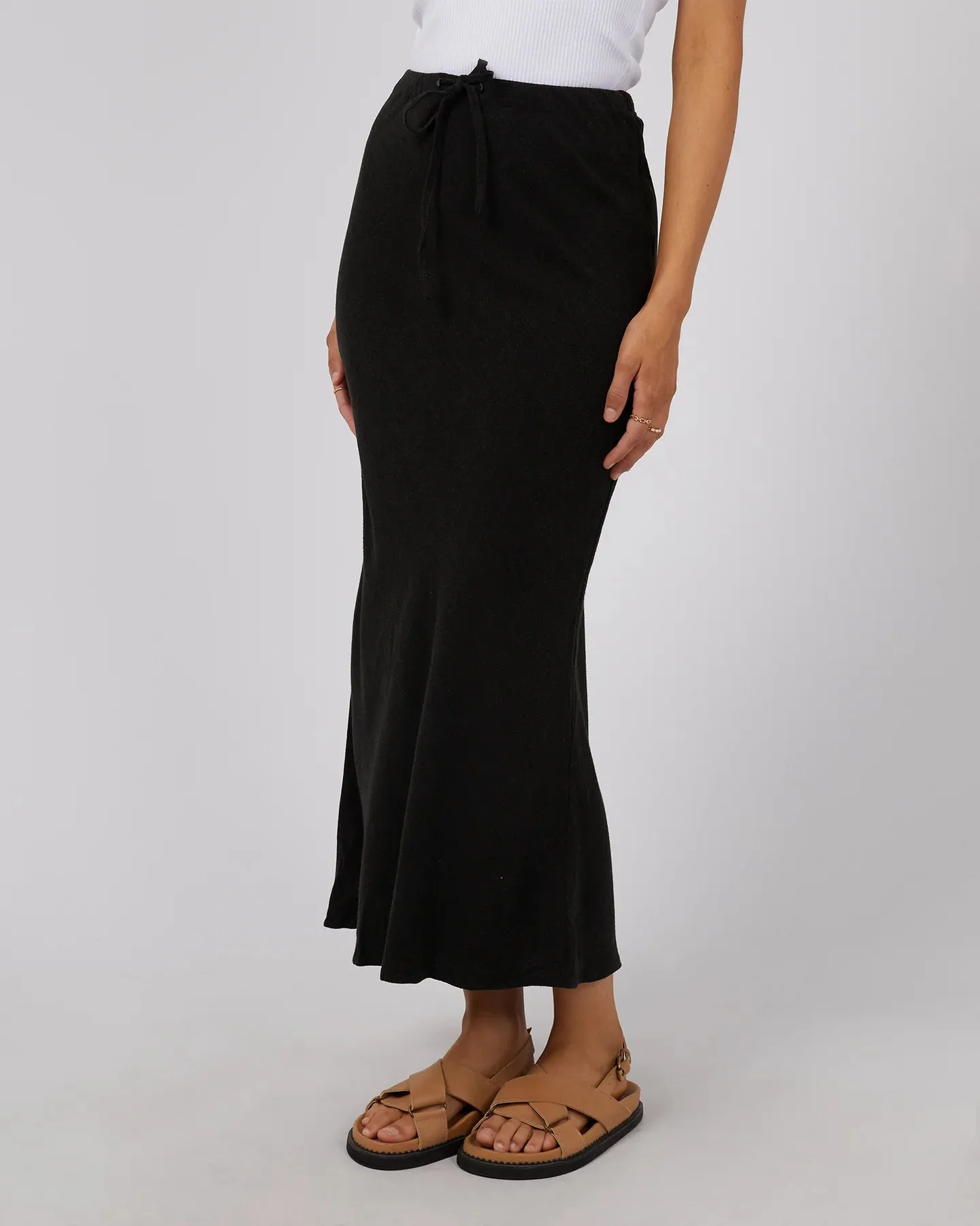 Luxe Linen Maxi Skirt - Black