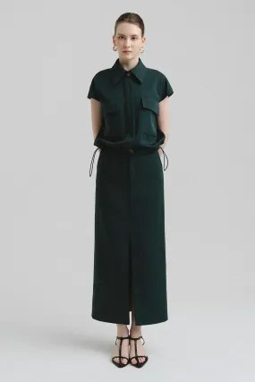 Madison Straight Slit Hem Polyester Maxi Skirt