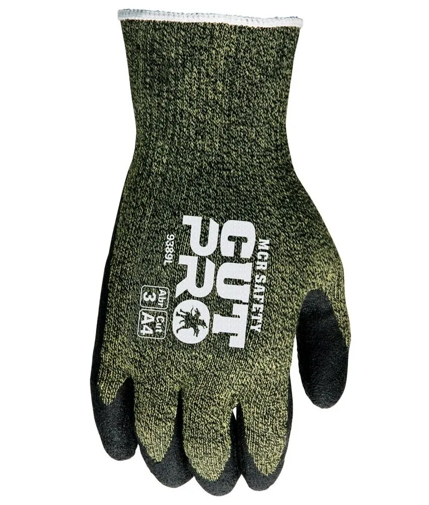 MCR Safety Cut Pro 9389 Kevlar Cut Resistant Work Gloves with Latex Coated Palm and Fingertips, Green, 1 Pair