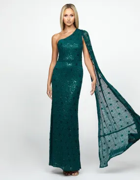 MELODY ONE SHOULDER GOWN EMERALD B66D02L