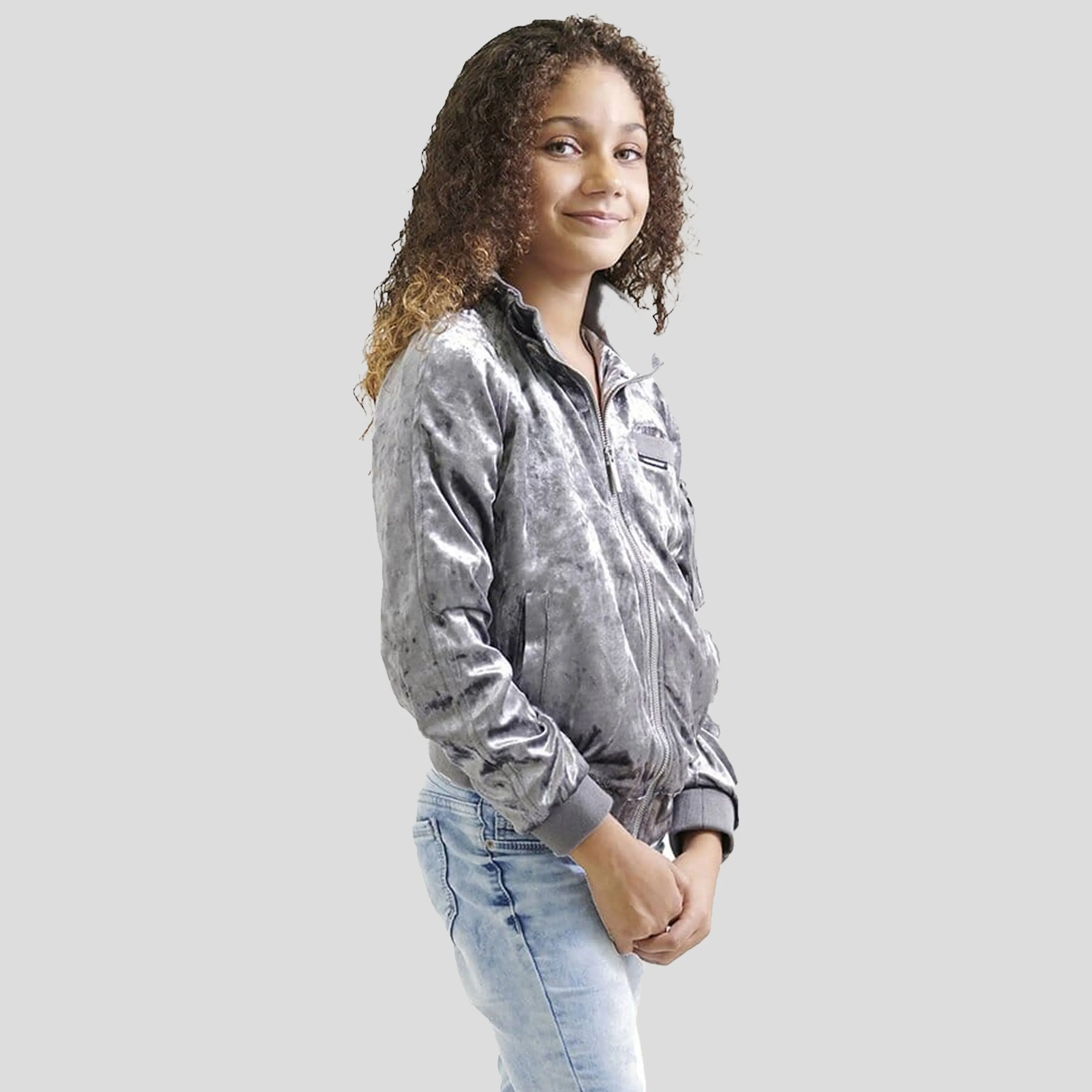 Members Only Girl's Crushed Velvet Bomber Jacket