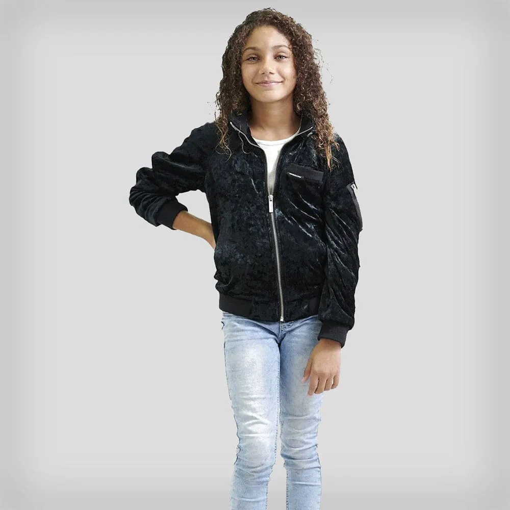 Members Only Girl's Crushed Velvet Bomber Jacket