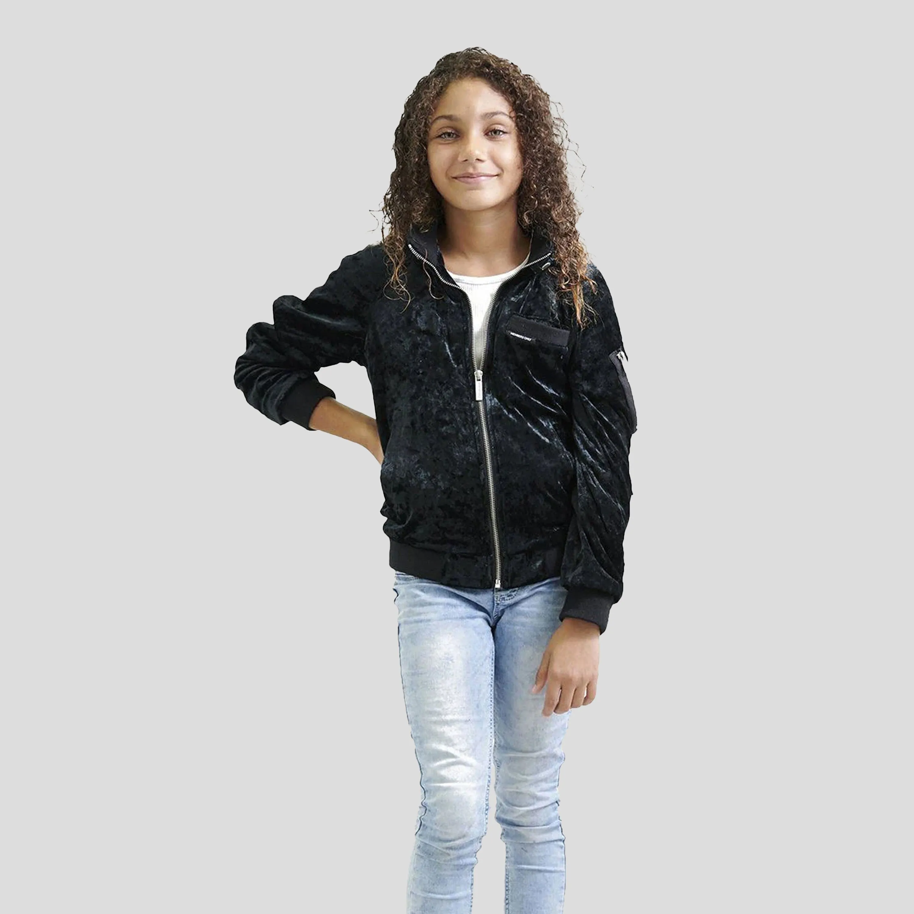 Members Only Girl's Crushed Velvet Bomber Jacket