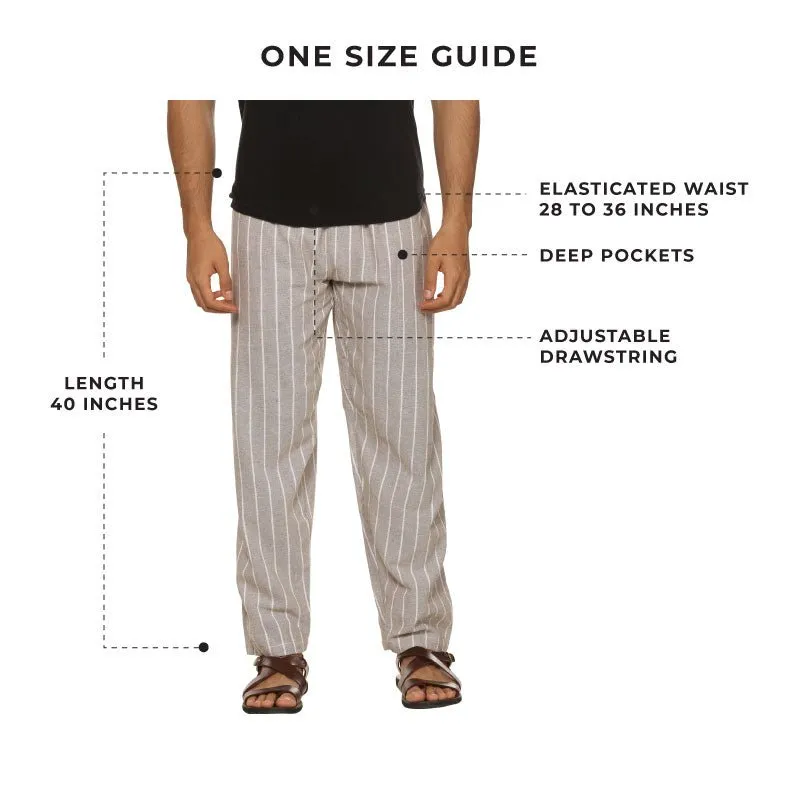 Men's Lounge Pant | Grey Stripes | Fits Waist Size 28" to 36"