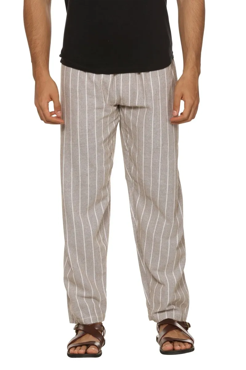 Men's Lounge Pant | Grey Stripes | Fits Waist Size 28" to 36"