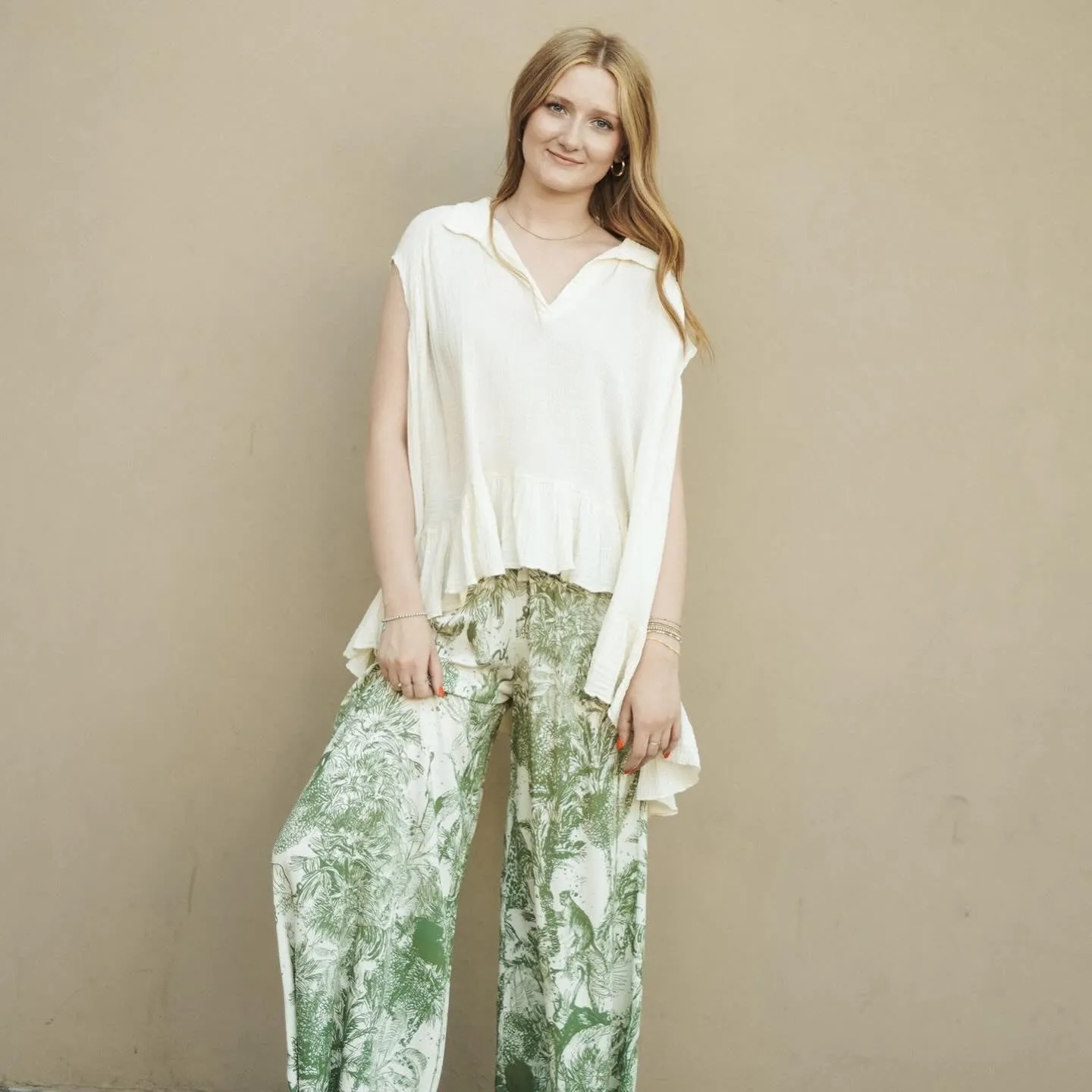 Micah Green Print Pants